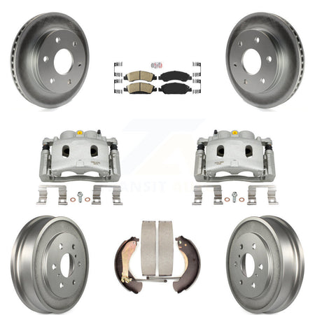Front Rear Disc Brake Caliper Coat Rotors Drum Ceramic Pad Kit (8Pc) For GMC Sierra 1500 KCG-101413N