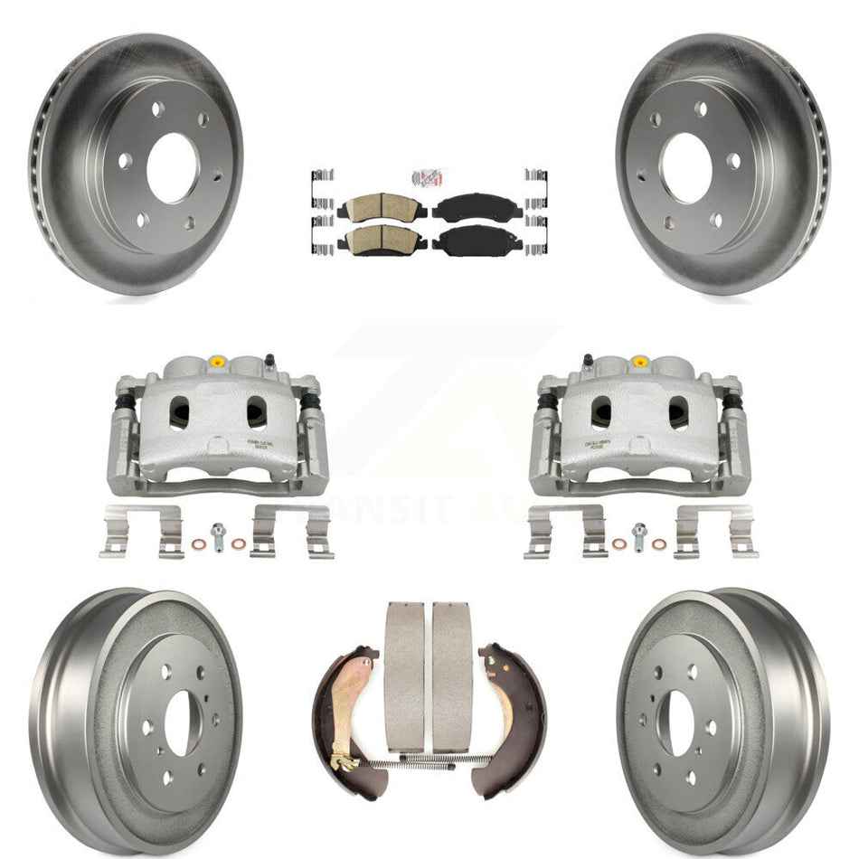 Front Rear Disc Brake Caliper Coat Rotors Drum Ceramic Pad Kit (8Pc) For GMC Sierra 1500 KCG-101413N
