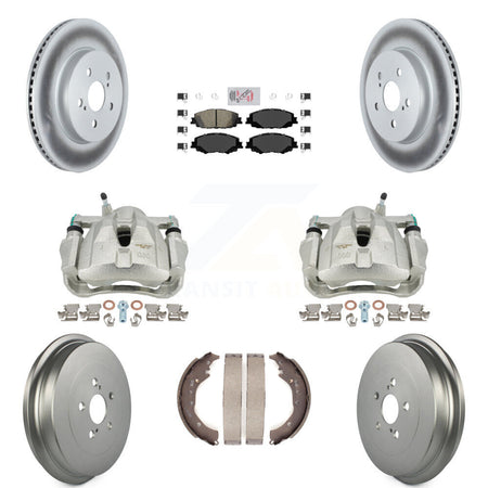 Front Rear Disc Brake Caliper Coated Rotors Drums Ceramic Pads Kit (8Pc) For 2019 Toyota Corolla 2.0L KCG-101417N by Transit Auto