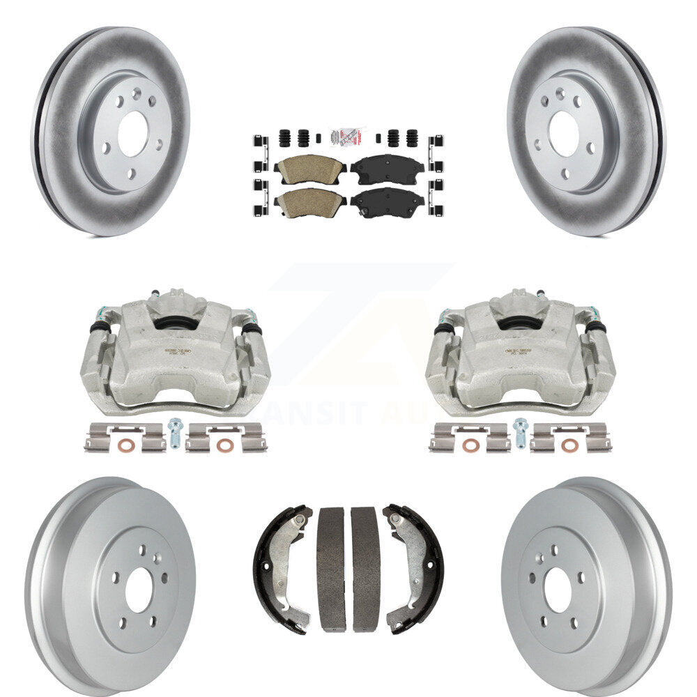 Front Rear Disc Brake Caliper Coated Rotors Drums Ceramic Pads Kit (8Pc) For Chevrolet Cruze Limited KCG-101431N by Transit Auto