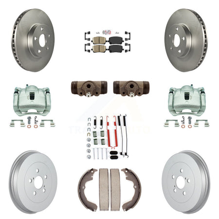 Front Rear Brake Caliper Coat Rotor Drum Ceramic Pad Shoe Cylinder Kit (11Pc) For Toyota KCG-101438N