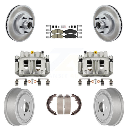 Front Rear Brake Caliper Coat Rotor Drum Ceramic Pad Kit (8Pc) For 06-09 Ford Ranger RWD KCG-101445N