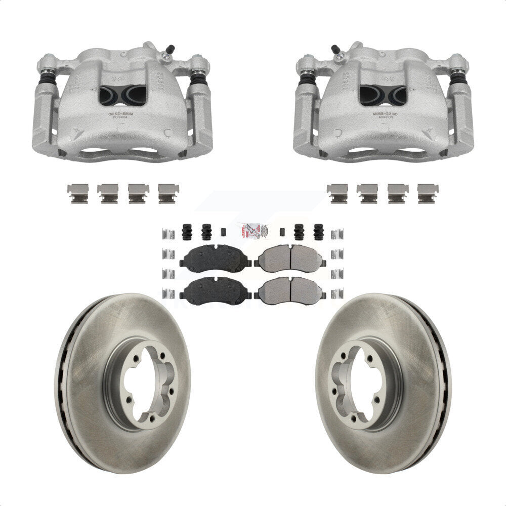 Front Disc Brake Caliper Coated Rotors And Semi-Metallic Pad Kit For Ford Transit-350 HD KCG-101446N