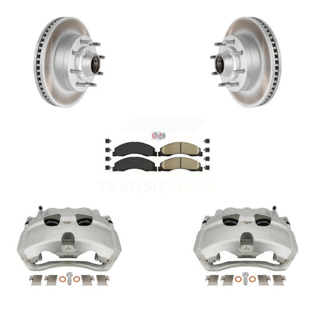 Front Brake Caliper Coat Rotor And Ceramic Pad Kit For Ford E-350 Super Duty E-250 E-150 KCG-101449N