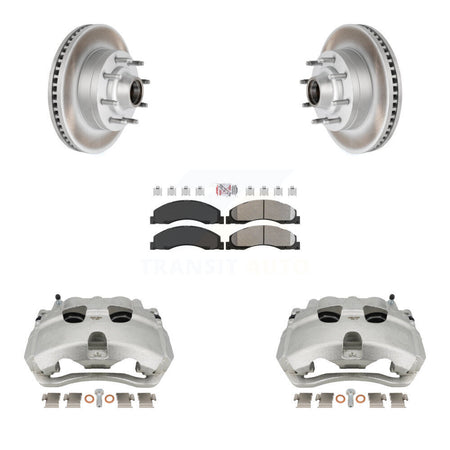 Front Brake Caliper Coat Rotor And Semi-Metallic Pad Kit For Ford E-350 Super Duty E-250 KCG-101451N