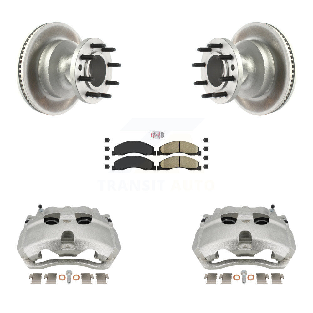 Front Disc Brake Caliper Coat Rotors And Ceramic Pad Kit For Ford E-350 Super Duty E-450 KCG-101452N