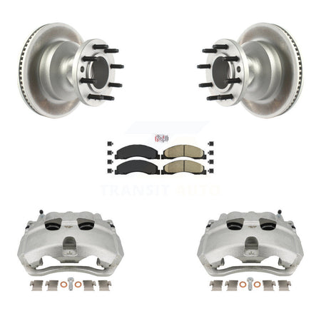 Front Disc Brake Caliper Coat Rotors And Ceramic Pad Kit For Ford E-350 Super Duty E-450 KCG-101452N