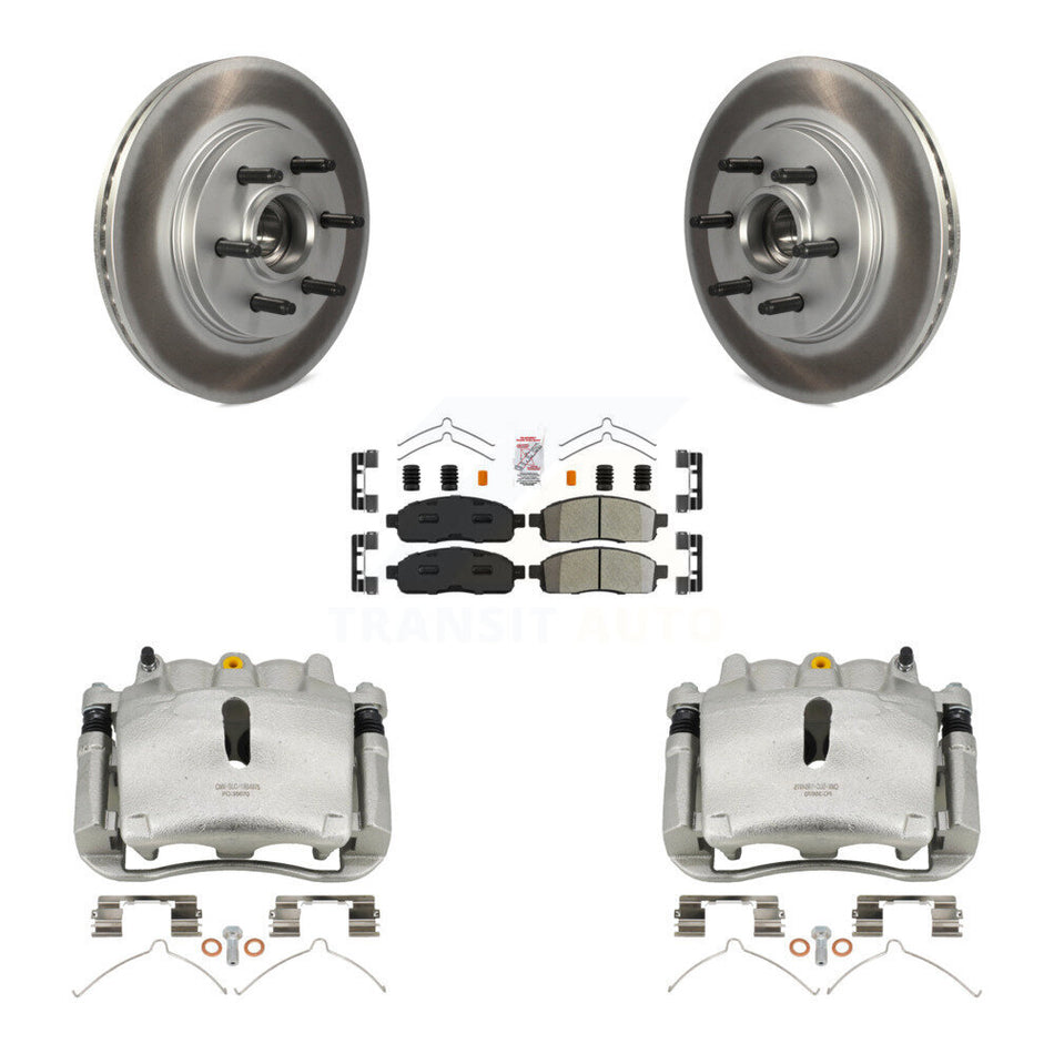 Front Brake Caliper Coat Rotors Semi-Metallic Pad Kit For Ford F-150 Lincoln Mark LT RWD KCG-101455N