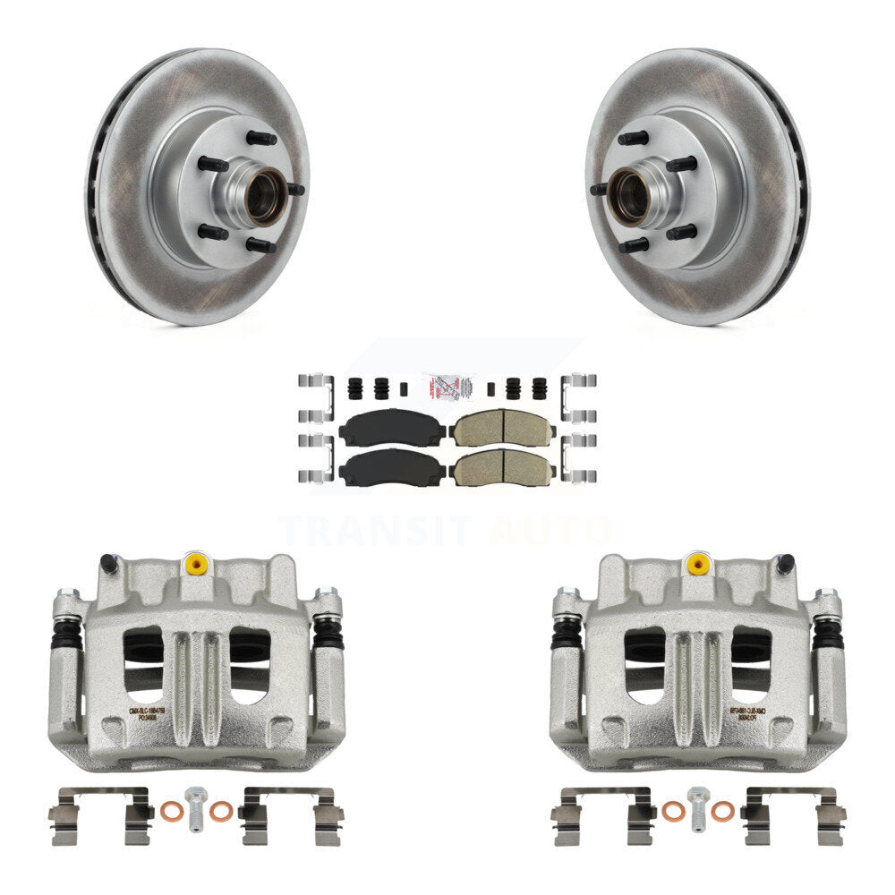Front Disc Brake Caliper Coated Rotors And Ceramic Pad Kit For 2010-2011 Ford Ranger RWD KCG-101460N