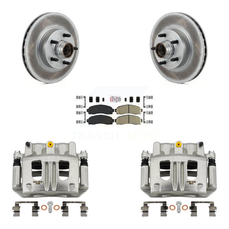 Front Disc Brake Caliper Coated Rotors And Ceramic Pad Kit For 2010-2011 Ford Ranger RWD KCG-101460N