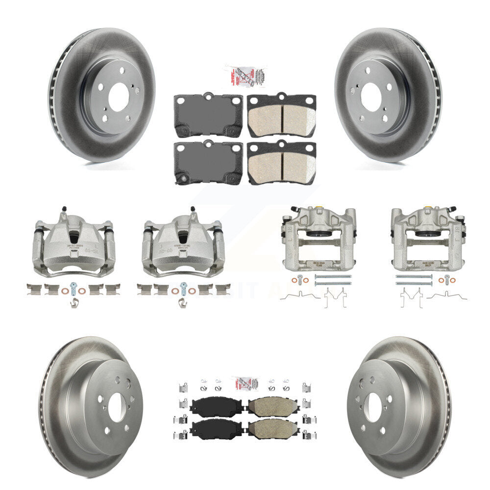 Front Rear Brake Caliper Coat Rotor & Ameribrakes Pad Kit (10Pc) For 10-13 Lexus IS250 C KCG-101461N