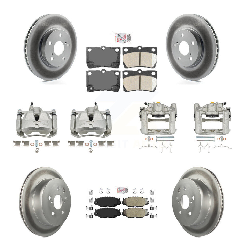 Front Rear Brake Caliper Coat Rotor & Ameribrakes Pad Kit (10Pc) For 10-13 Lexus IS250 C KCG-101461N