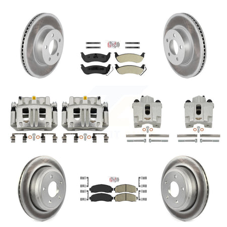 Front Rear Brake Caliper Coat Rotor Ameribrakes Pad Kit (10Pc) For 10-11 Ford Ranger 4WD KCG-101463N