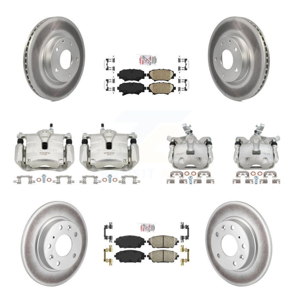 Front Rear Disc Brake Caliper Coat Rotor & Ceramic Pad Kit (10Pc) For Mazda 3 Sport 2.5L KCG-101466N