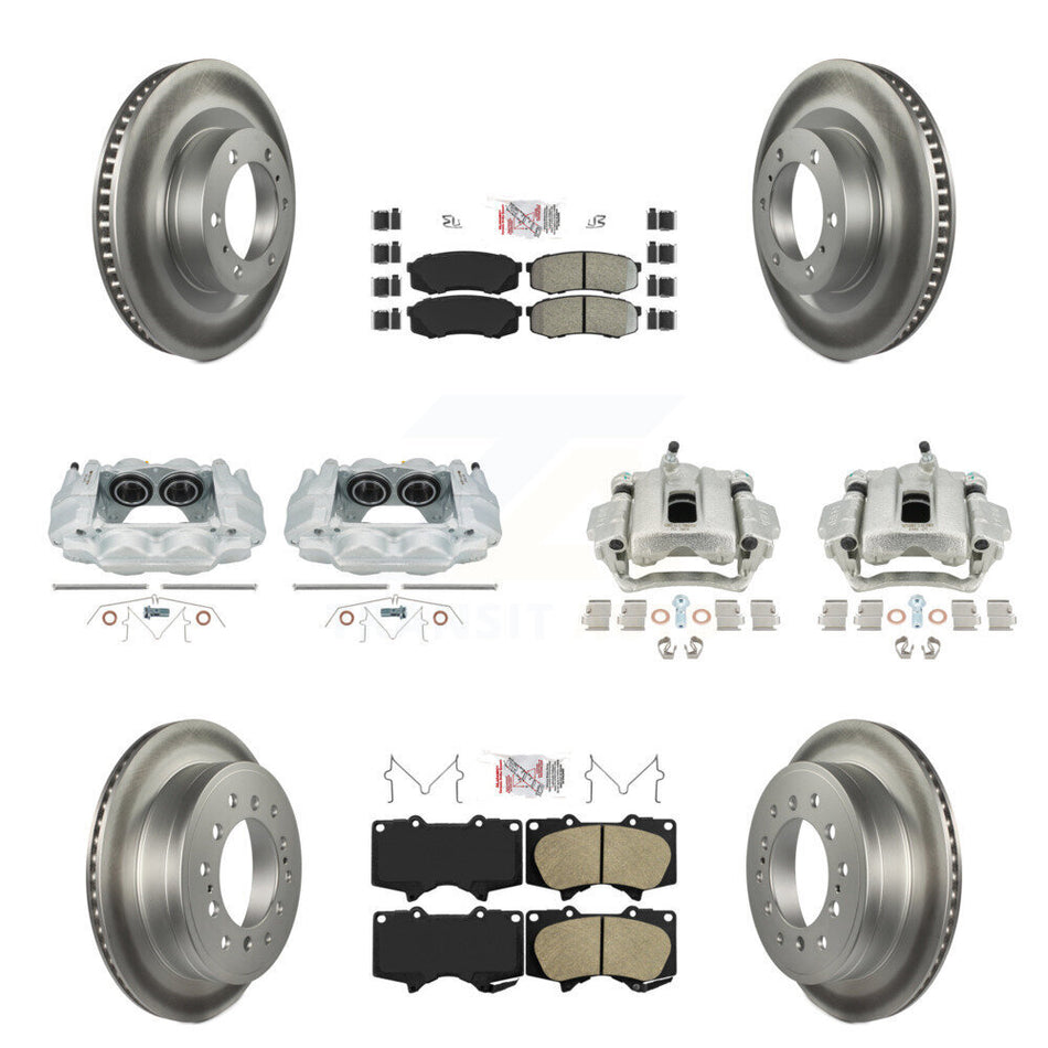 Front Rear Disc Brake Caliper Coated Rotors And PADSMATERIAL Pads Kit (10Pc) For Toyota 4Runner Lexus GX460 KCG-101469N