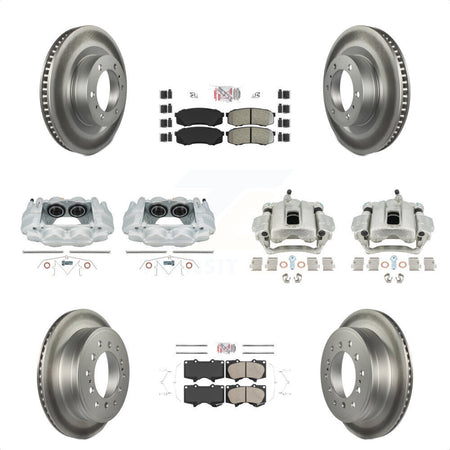 Front Rear Disc Brake Caliper Coated Rotors And PADSMATERIAL Pads Kit (10Pc) For Toyota 4Runner Lexus GX460 KCG-101470N by Transit Auto