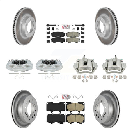 Front Rear Disc Brake Caliper Coated Rotors And PADSMATERIAL Pads Kit (10Pc) For 2003-2009 Lexus GX470 KCG-101471N by Transit Auto