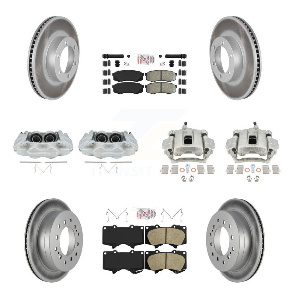 Front Rear Disc Brake Caliper Coated Rotors And PADSMATERIAL Pads Kit (10Pc) For 2003-2009 Lexus GX470 KCG-101471N