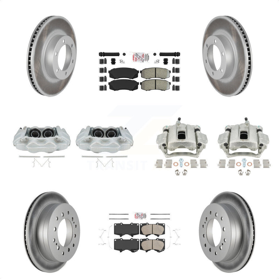 Front Rear Disc Brake Caliper Coated Rotors And PADSMATERIAL Pads Kit (10Pc) For 2003-2009 Lexus GX470 KCG-101472N by Transit Auto