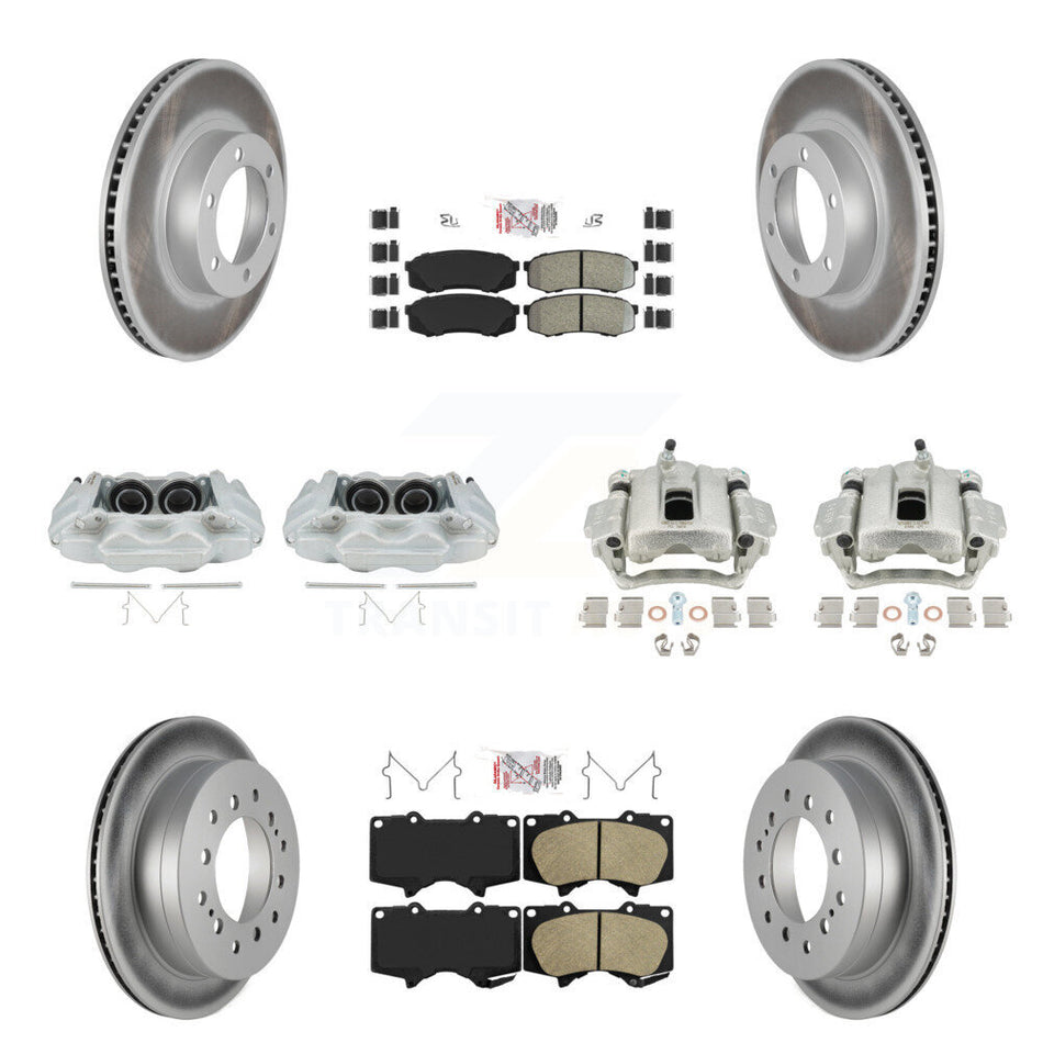 Front Rear Disc Brake Caliper Coated Rotors And PADSMATERIAL Pads Kit (10Pc) For 2003-2009 Lexus GX470 KCG-101473N
