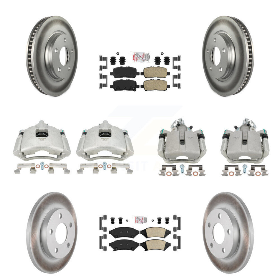 Front Rear Disc Brake Caliper Coated Rotors And Ceramic Pads Kit (10Pc) For Pontiac Grand Prix Buick LaCrosse Allure KCG-101475N