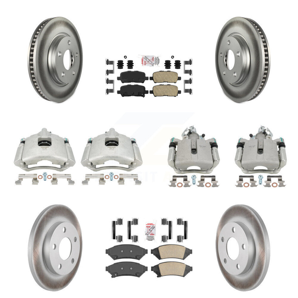 Front Rear Disc Brake Caliper Coated Rotors And Ceramic Pads Kit (10Pc) For Pontiac Grand Prix Buick LaCrosse Allure KCG-101476N
