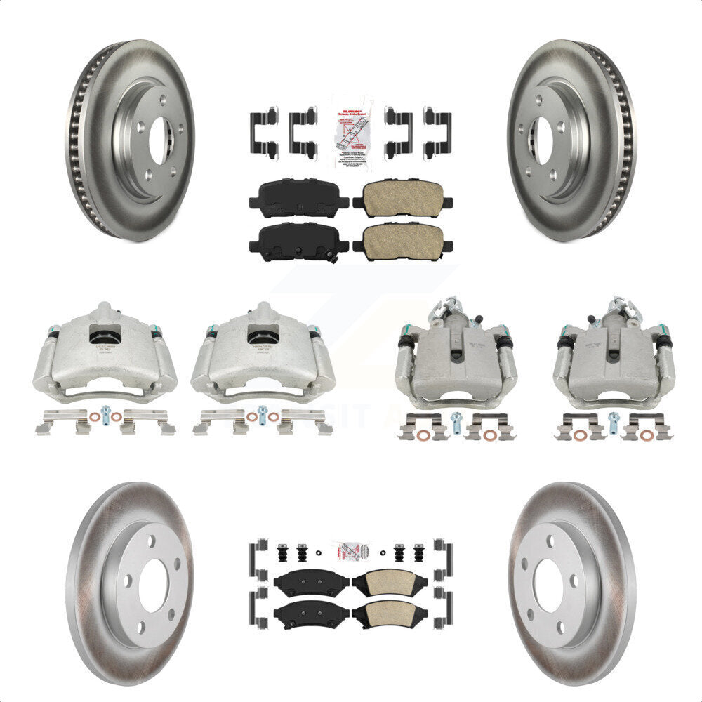 Front Rear Disc Brake Caliper Coated Rotors And Ceramic Pads Kit (10Pc) For Pontiac Grand Prix Buick LaCrosse Allure KCG-101477N by Transit Auto