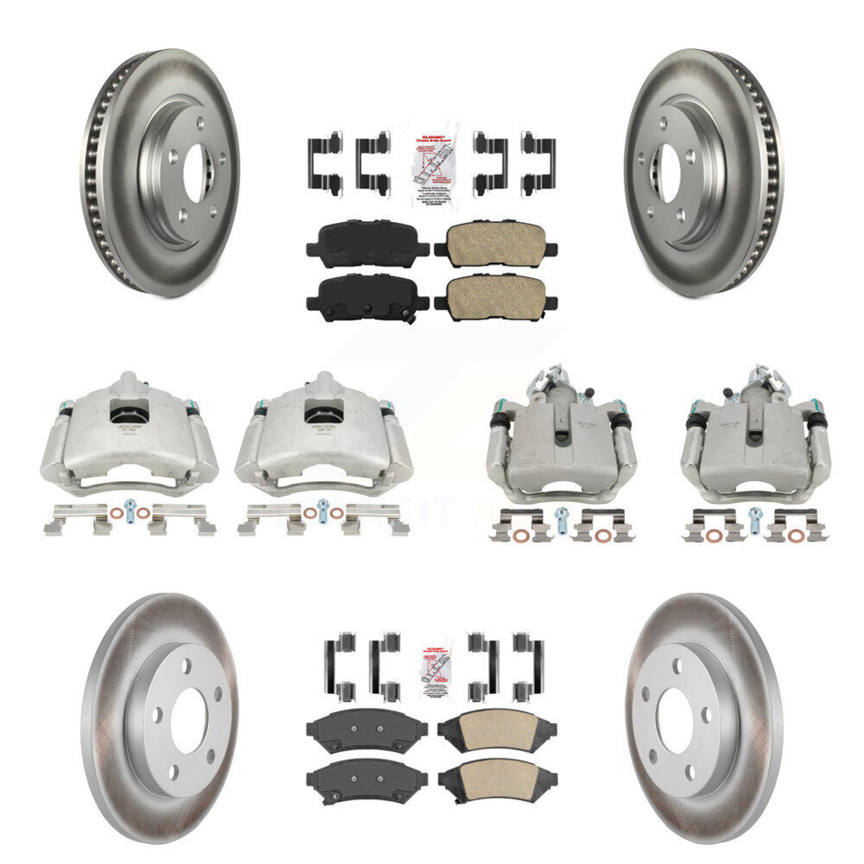 Front Rear Disc Brake Caliper Coated Rotors And Ceramic Pads Kit (10Pc) For Pontiac Grand Prix Buick LaCrosse Allure KCG-101478N