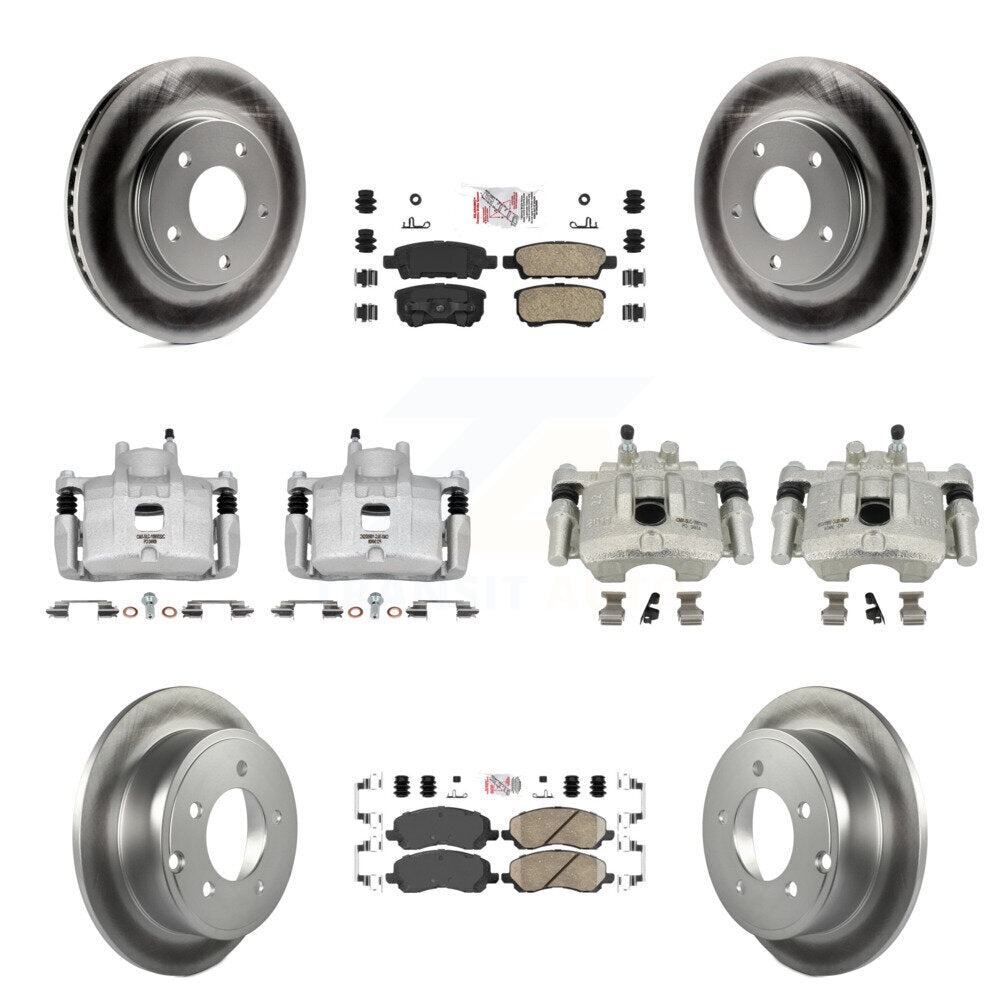 Front Rear Disc Brake Caliper Coat Rotors & Ceramic Pad Kit (10Pc) For Mitsubishi Lancer KCG-101483N