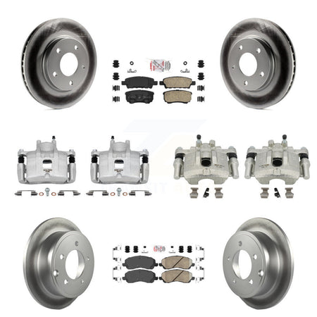Front Rear Disc Brake Caliper Coat Rotors & Ceramic Pad Kit (10Pc) For Mitsubishi Lancer KCG-101483N