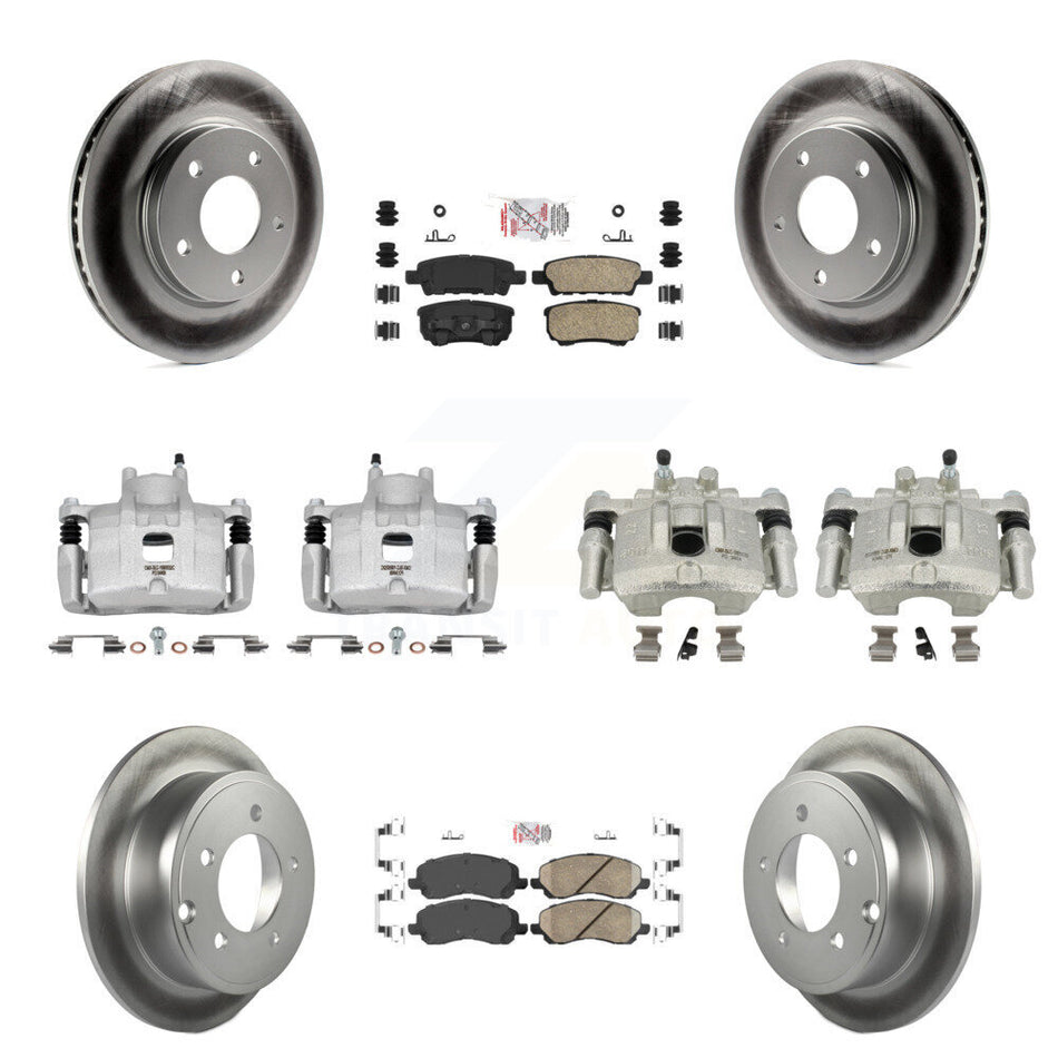 Front Rear Disc Brake Caliper Coat Rotors & Ceramic Pad Kit (10Pc) For Mitsubishi Lancer KCG-101484N