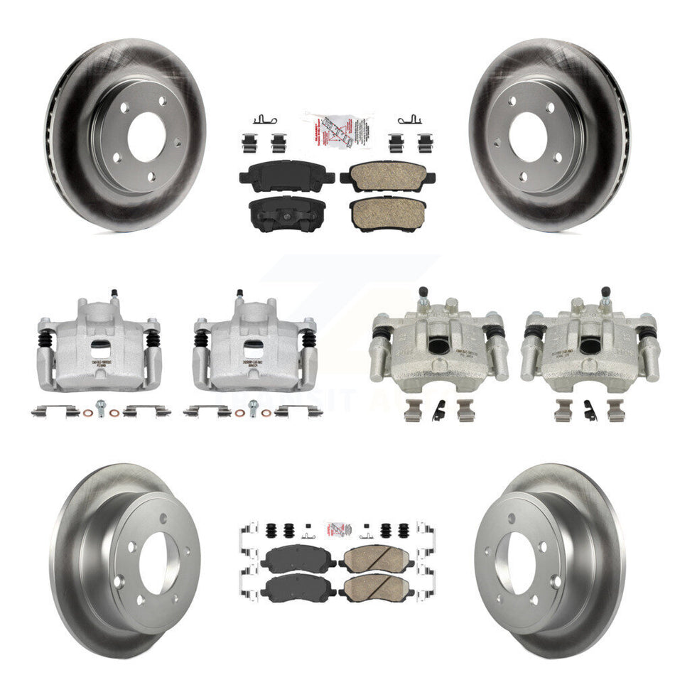 Front Rear Disc Brake Caliper Coat Rotors & Ceramic Pad Kit (10Pc) For Mitsubishi Lancer KCG-101485N