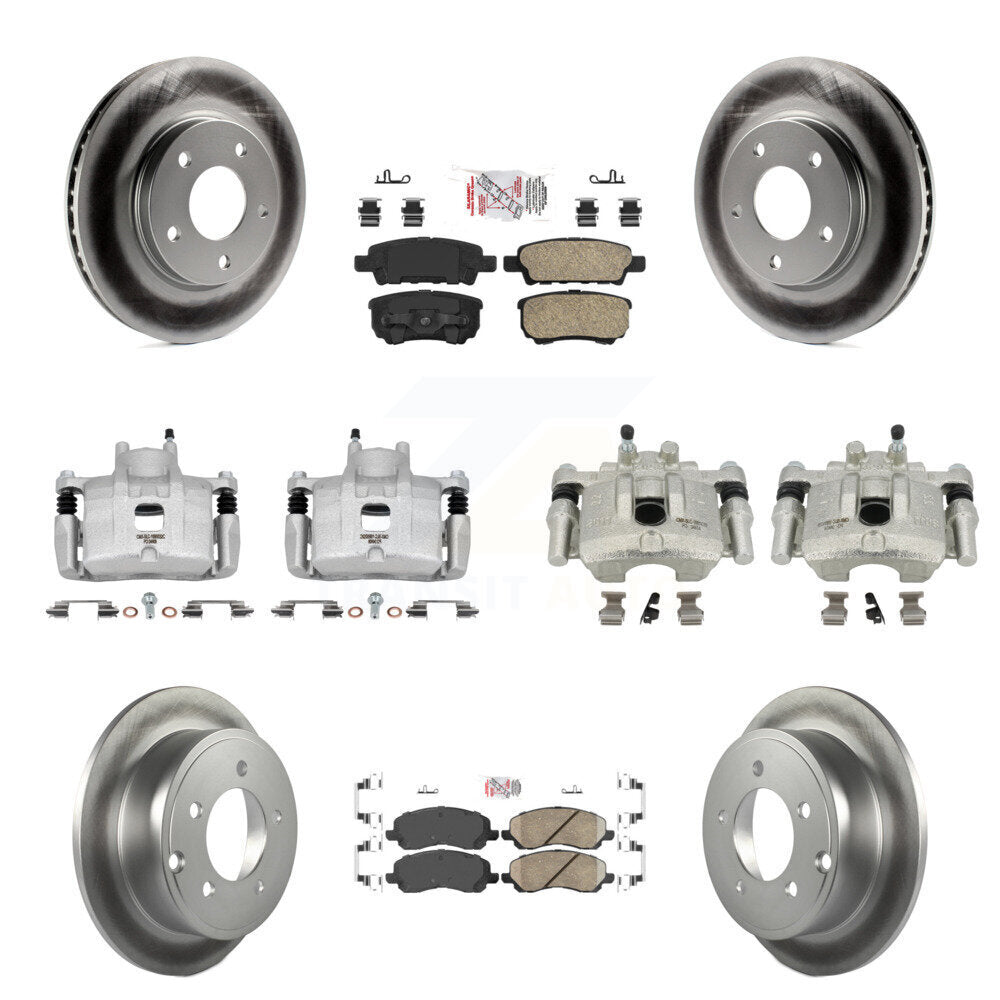 Front Rear Disc Brake Caliper Coat Rotors & Ceramic Pad Kit (10Pc) For Mitsubishi Lancer KCG-101486N