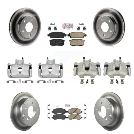 Front Rear Disc Brake Caliper Coat Rotors & Ceramic Pad Kit (10Pc) For Mitsubishi Lancer KCG-101486N