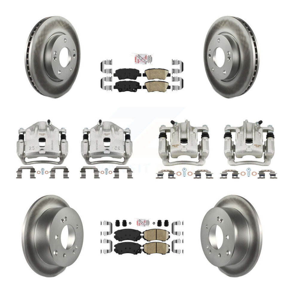 Front Rear Disc Brake Caliper Coat Rotor & Ceramic Pad Kit (10Pc) For 2012-2013 Kia Soul KCG-101495N