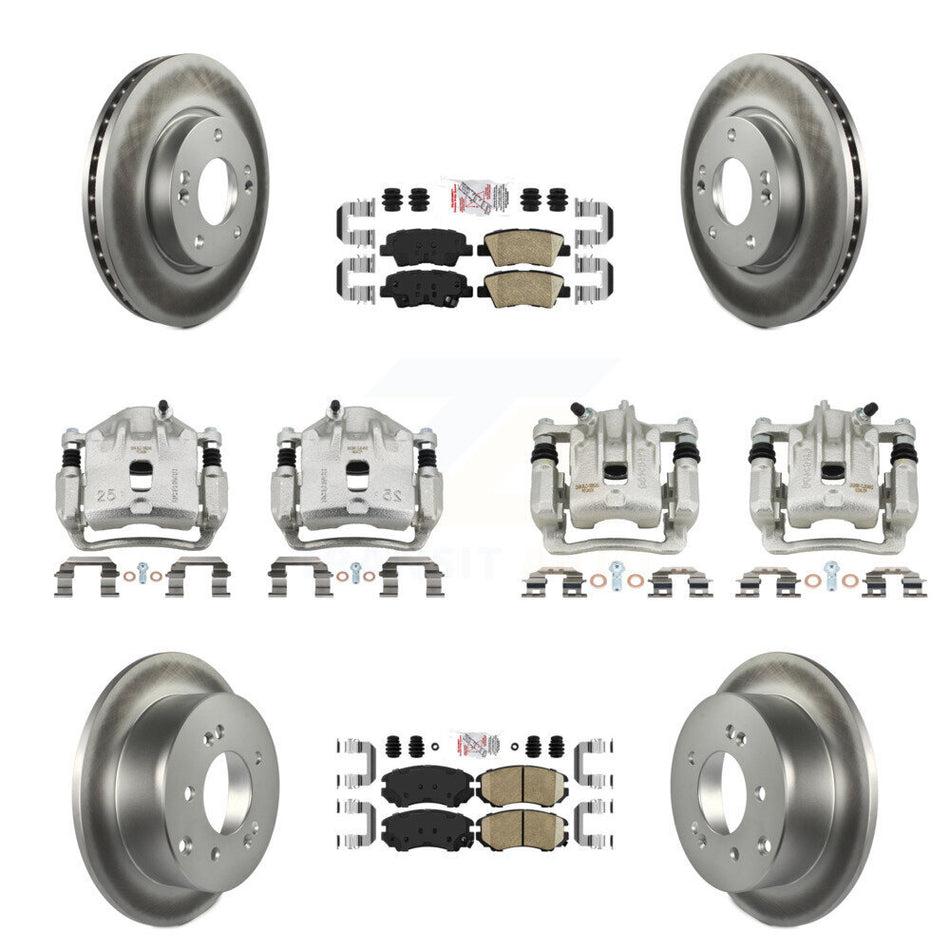 Front Rear Disc Brake Caliper Coat Rotor & Ceramic Pad Kit (10Pc) For 2012-2013 Kia Soul KCG-101497N