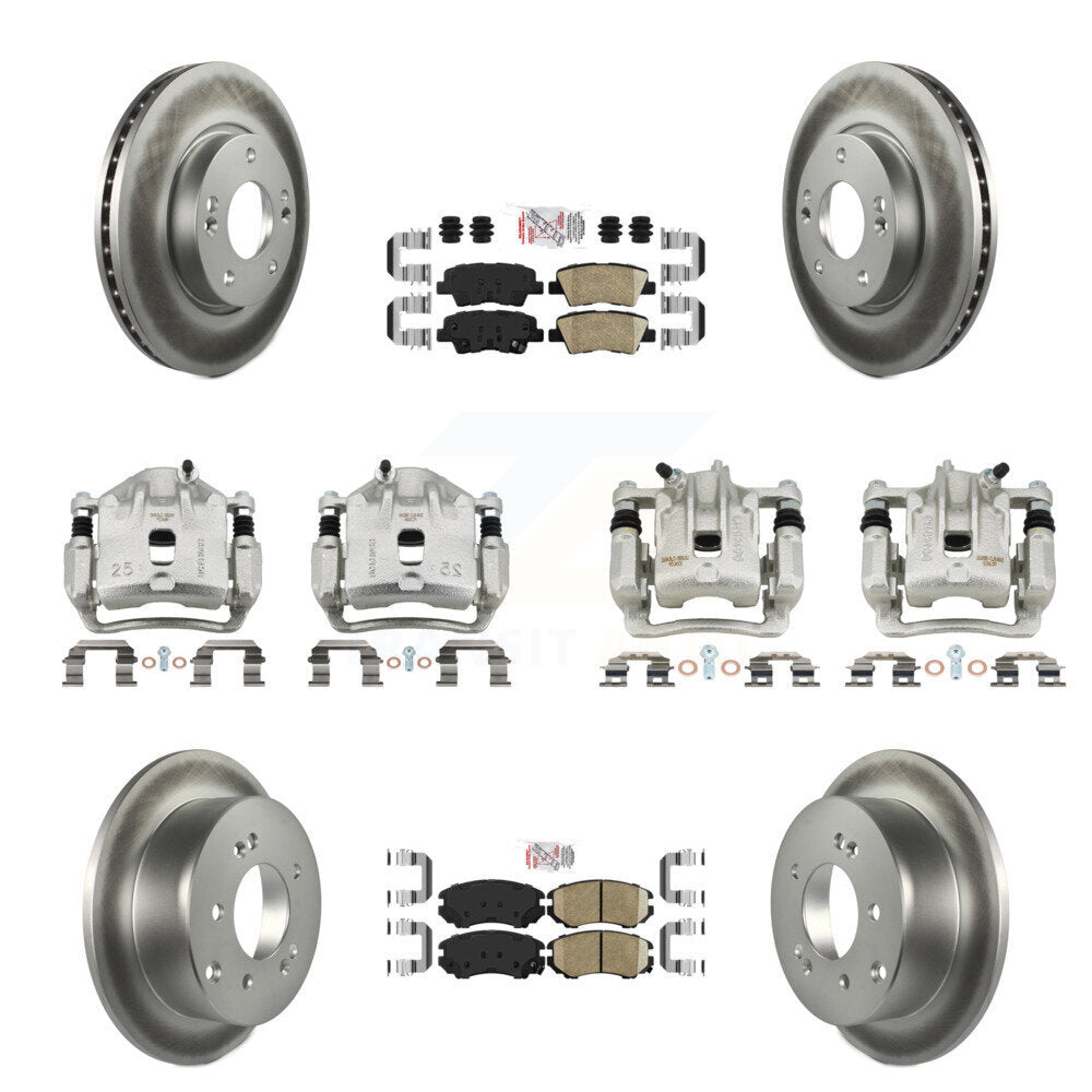 Front Rear Disc Brake Caliper Coat Rotor & Ceramic Pad Kit (10Pc) For 2012-2013 Kia Soul KCG-101498N