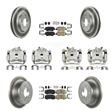 Front Rear Brake Caliper Coat Rotor & Ceramic Pad Kit (10Pc) For 2010-2011 Kia Soul 2.0L KCG-101501N