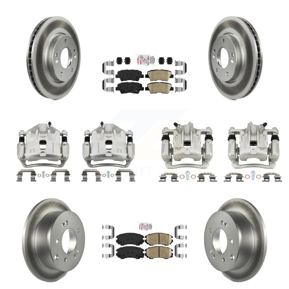 Front Rear Brake Caliper Coat Rotor & Ceramic Pad Kit (10Pc) For 2010-2011 Kia Soul 2.0L KCG-101502N
