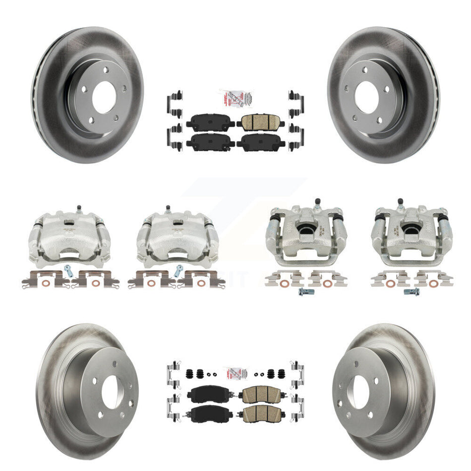 Front Rear Disc Brake Caliper Coated Rotors And Ceramic Pads Kit (10Pc) For Nissan Altima KCG-101507N