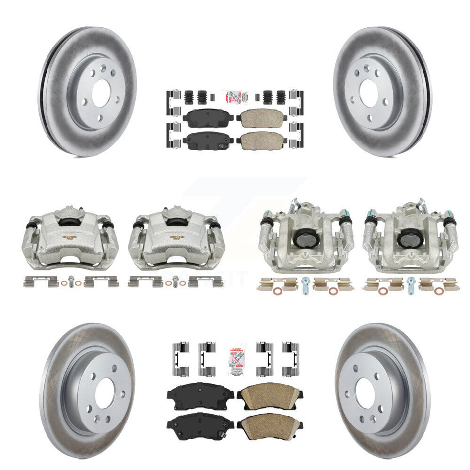 Front Rear Disc Brake Caliper Coated Rotors And Ceramic Pads Kit (10Pc) For Chevrolet Cruze Limited KCG-101517N