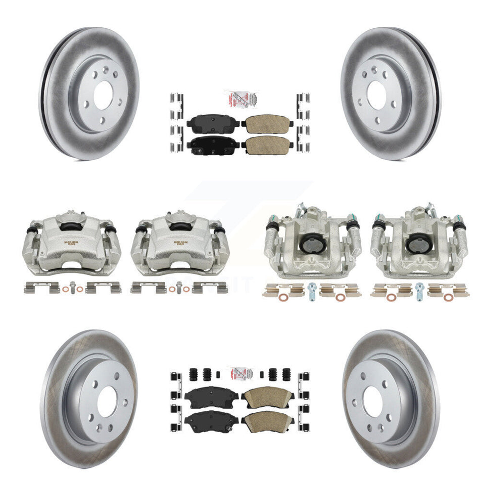 Front Rear Disc Brake Caliper Coated Rotors And Ceramic Pads Kit (10Pc) For Chevrolet Cruze Limited KCG-101518N