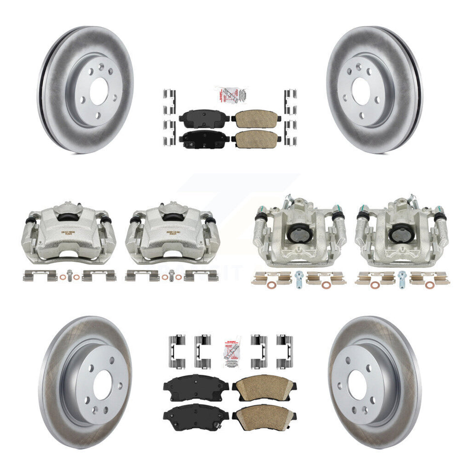 Front Rear Disc Brake Caliper Coated Rotors And Ceramic Pads Kit (10Pc) For Chevrolet Cruze Limited KCG-101519N