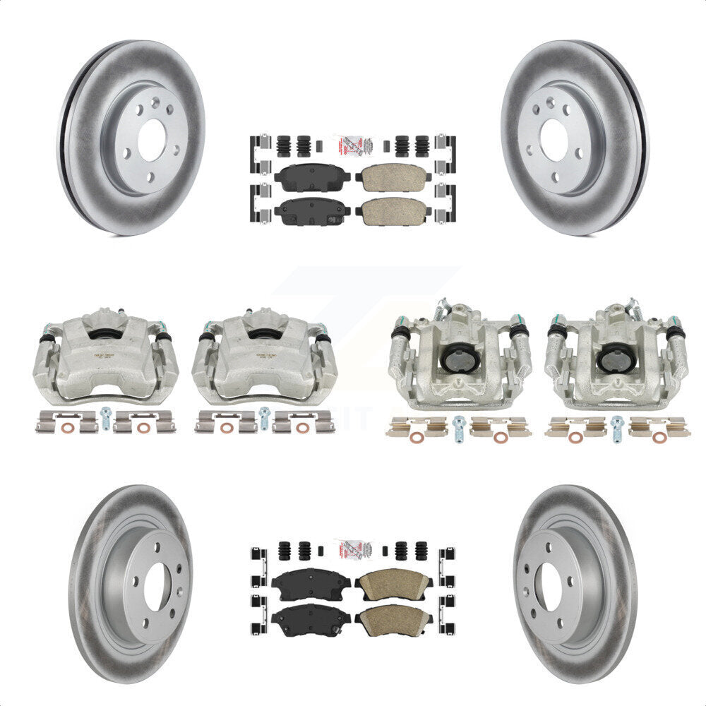 Front Rear Disc Brake Caliper Coated Rotors And Ceramic Pads Kit (10Pc) For 2013 Chevrolet Cruze LT LTZ With 292mm Diameter Rotor KCG-101520N by Transit Auto