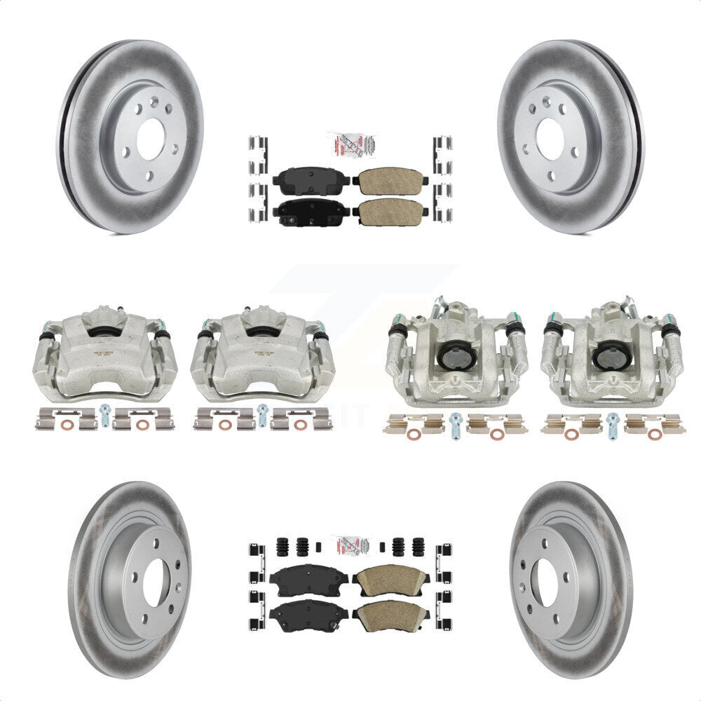 Front Rear Disc Brake Caliper Coated Rotors And Ceramic Pads Kit (10Pc) For 2013 Chevrolet Cruze LT LTZ With 292mm Diameter Rotor KCG-101522N by Transit Auto