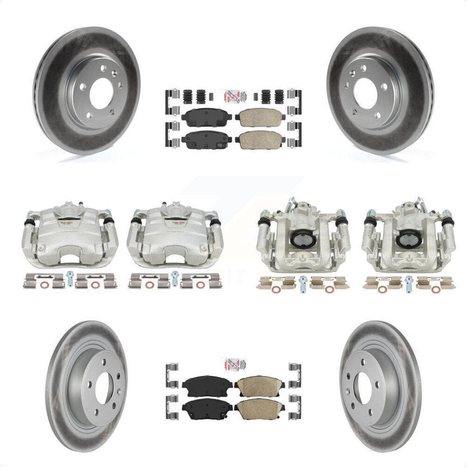 Front Rear Disc Brake Caliper Coated Rotors And Ceramic Pads Kit (10Pc) For Chevrolet Cruze Volt KCG-101525N by Transit Auto