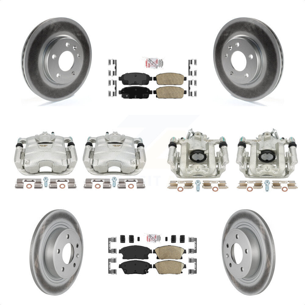 Front Rear Disc Brake Caliper Coated Rotors And Ceramic Pads Kit (10Pc) For Chevrolet Cruze Volt KCG-101526N by Transit Auto