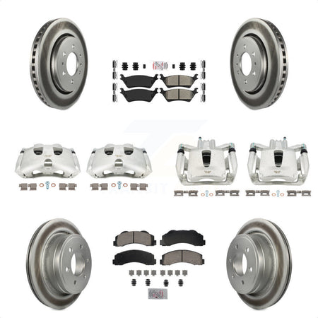 Front Rear Disc Brake Caliper Coated Rotors And Semi-Metallic Pads Kit (10Pc) For Ford F-150 KCG-101544N by Transit Auto