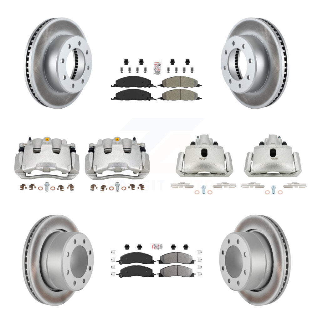 Front Rear Disc Brake Caliper Coated Rotor And Semi-Metallic Pad Kit (10Pc) For Ram 1500 KCG-101546N