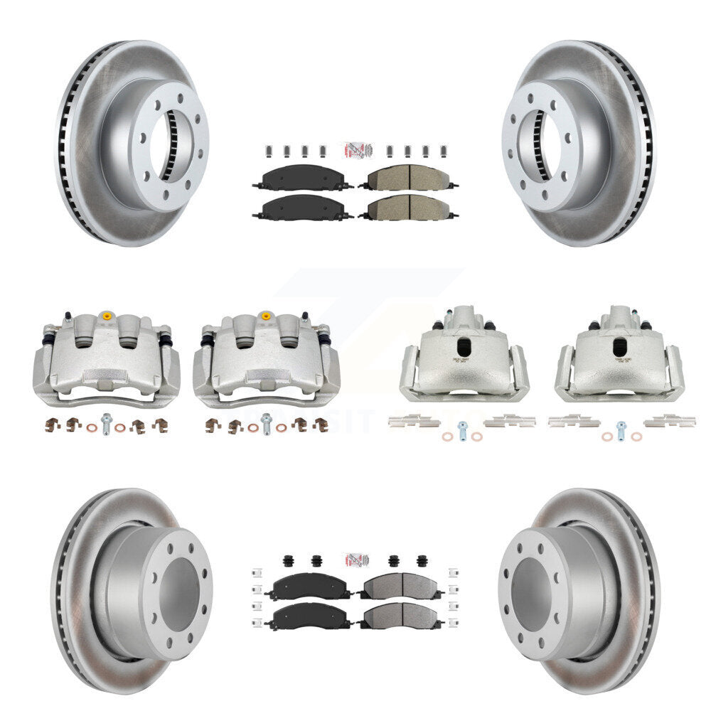 Front Rear Disc Brake Caliper Coated Rotor And Semi-Metallic Pad Kit (10Pc) For Ram 1500 KCG-101548N